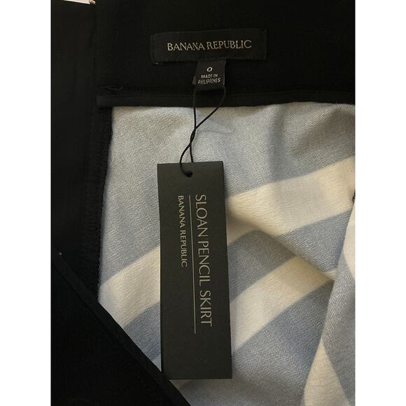 Banana Republic Midi Skirt Black & Cream Size 0 Sloan Pencil A-Line Stretch NWT - Picture 3 of 6